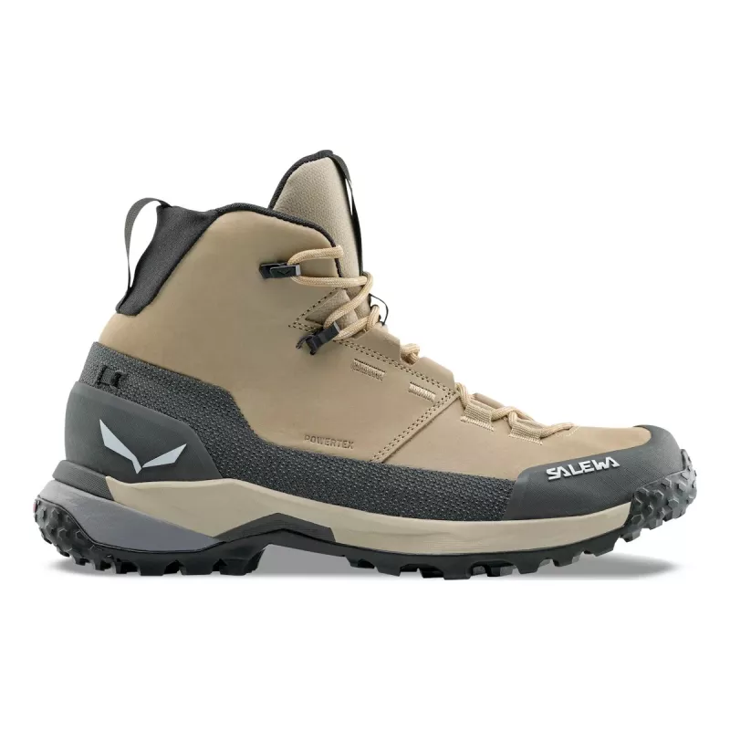 Sapatos de trekking Salewa Puez Leather Mid PTX para mulher, Quicksand/Onyx, tamanho 36,5