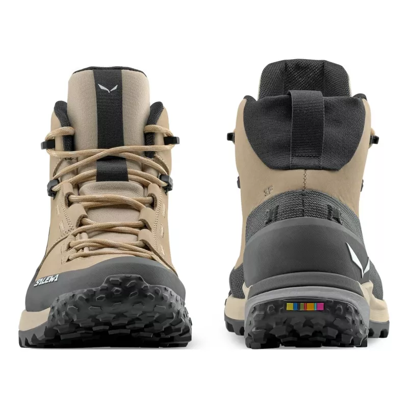 Sapatos de trekking Salewa Puez Leather Mid PTX para mulher, Quicksand/Onyx, tamanho 36,5