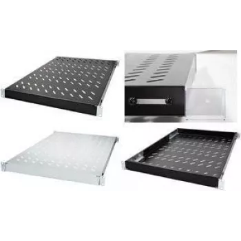 Prateleira de rack LogiLink 19 polegadas ajustável 1U 350 mm de profundidade, cinzento-claro SF0600G