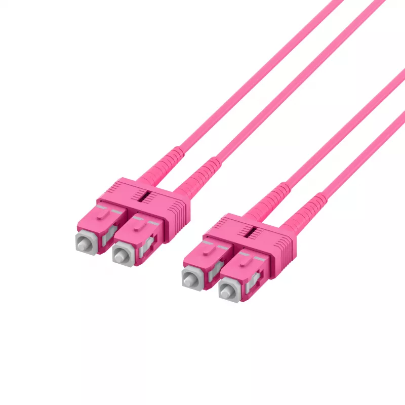 Cabo de rede de fibra ótica EFB Elektronik O0318.1-1.2 SC duplex OM4 multimodo, 1 m, violeta, LSZH