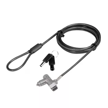 LogiLink NBS015 fechadura universal com chave para portáteis, ultrabooks, MacBook Pro e tablets – cabo de aço galvanizado, 2 m, preto/prateado