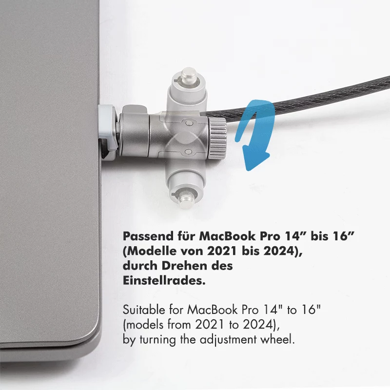 LogiLink NBS015 fechadura universal com chave para portáteis, ultrabooks, MacBook Pro e tablets – cabo de aço galvanizado, 2 m, preto/prateado