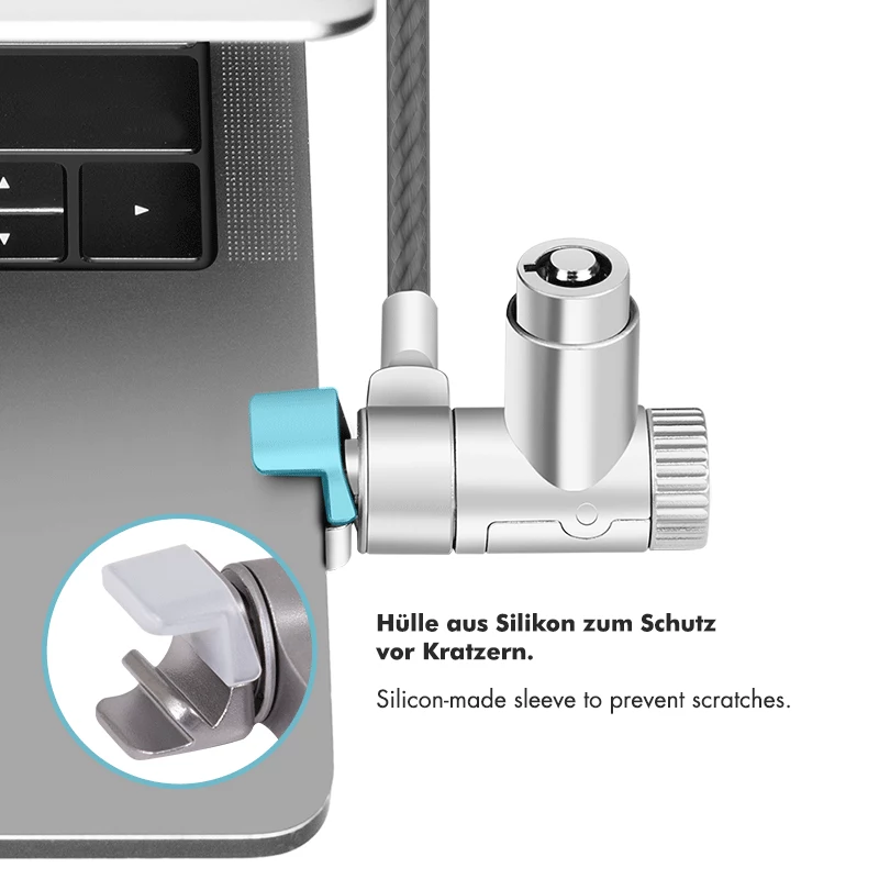 LogiLink NBS015 fechadura universal com chave para portáteis, ultrabooks, MacBook Pro e tablets – cabo de aço galvanizado, 2 m, preto/prateado