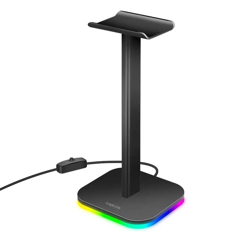 LogiLink suporte para auscultadores com luz RGB, preto