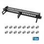 LOGILINK patch panel modular keystone Cat.6A de 16 portas, 19/1U, com 3 anéis de cabos, preto