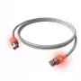 EasyLan cabo de rede DualBoot LED RJ45 S/FTP Cat.6A (Class EA), ficha saCon, LSOH, cinzento, 0,5 m