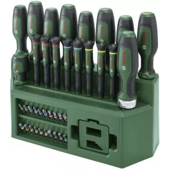 BOSCH conjunto misto de 39 chaves de fendas com suporte, verde/preto