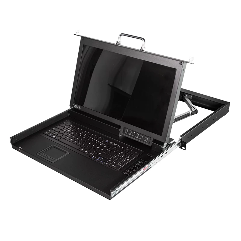 LogiLink consola KVM de 8 portas com LCD de 17 polegadas, VGA, Ultra-Short-Depth, montagem em rack 1U