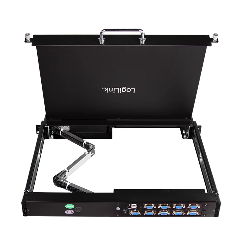 LogiLink consola KVM de 8 portas com LCD de 17 polegadas, VGA, Ultra-Short-Depth, montagem em rack 1U