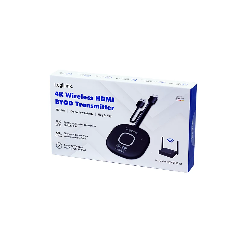 LogiLink Wireless HDMI unidade transmissora BYOD para HDW0112, 1080p@60Hz, alcance 50m, Plug & Play