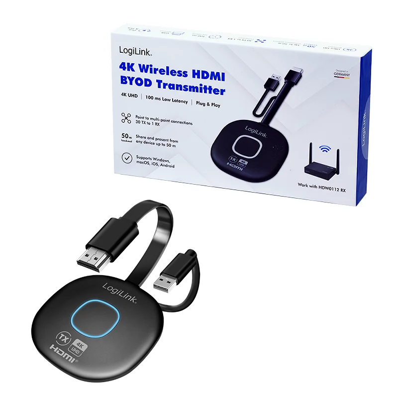 LogiLink Wireless HDMI unidade transmissora BYOD para HDW0112, 1080p@60Hz, alcance 50m, Plug & Play