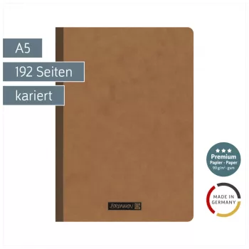 Brunnen FACT!plus A5 caderno quadriculado 96 folhas castanho