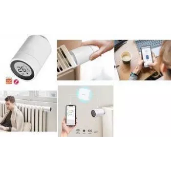Termostato inteligente Zigbee LogiLink com válvula para radiador e ecrã LCD, compatível com Tuya, branco