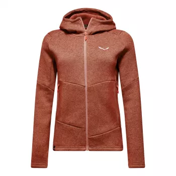 Casaco com capuz Salewa Puez Rocca PL para mulher vermelho-etrusco tamanho S