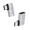 Adaptador LogiLink USB4 Type-C 90°, C/M para C/F, 40 Gbit/s, 240W, 8K/60Hz, alumínio, prateado