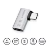 Adaptador LogiLink USB4 Type-C 90°, C/M para C/F, 40 Gbit/s, 240W, 8K/60Hz, alumínio, prateado