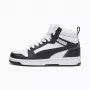 Sapatilhas Puma Rebound V6 Mid para criança branco preto 393831 01 tamanho 38
