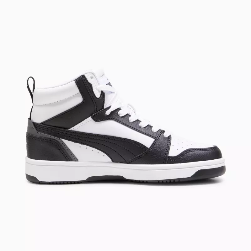 Sapatilhas Puma Rebound V6 Mid para criança branco preto 393831 01 tamanho 38