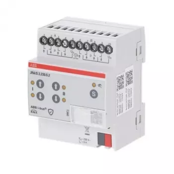 Atuador KNX para estores/persianas ABB JRA/S2.230.5.2, 2 canais, 230 V AC, 5 A, calha DIN