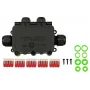 Caixa de ligação Kabelmeister IP68 de 4 vias sem ferramentas, 450V/25A, 0,5-2,5mm², preto