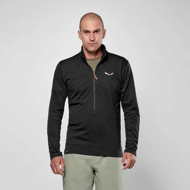 Casaco de forro polar com meio fecho Salewa Puez Cammino Polarlite para homem - Black Out, tamanho M