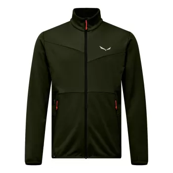 Hoodie de fleece com fecho completo Salewa Puez Cammino homem, verde-escuro, tamanho XL