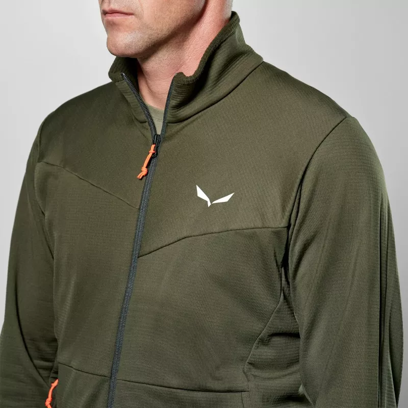 Hoodie de fleece com fecho completo Salewa Puez Cammino homem, verde-escuro, tamanho XL