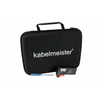 Caixa de armazenamento de pilhas Kabelmeister com testador integrado para AA, AAA, C, D, 9V e pilhas de botão - preto
