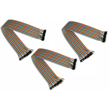 Kabelmeister conjunto de fios jumper de 40 pinos, 3 fitas (macho-macho, fêmea-fêmea, macho-fêmea), 20 cm, 24 AWG, cores arco-íris, para Arduino, Raspberry Pi, breadboard
