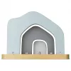 TONIES Mini Estante - Casa 11003995 (rosa) - Estante de MDF em forma de casa rosa com 2 prateleiras, 3 compartimentos, para quarto de criança, quarto de bebé, certificado EN 71
