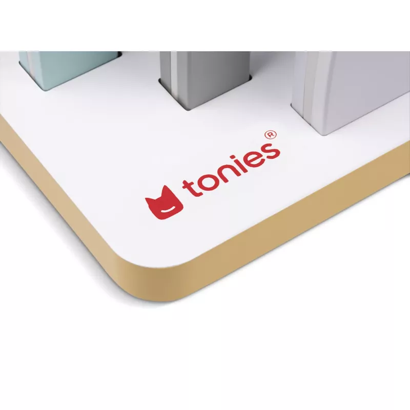 TONIES Mini Estante - Casa 11003995 (rosa) - Estante de MDF em forma de casa rosa com 2 prateleiras, 3 compartimentos, para quarto de criança, quarto de bebé, certificado EN 71