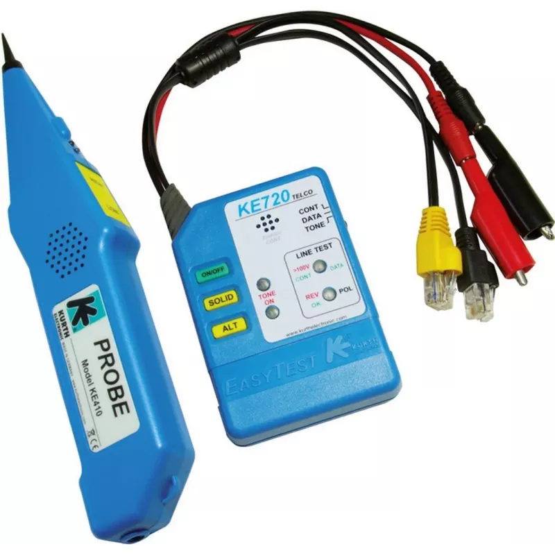 Kurth Electronic KE 701 Testador de cabos de rede com gerador de tom, RJ45/RJ11/Coax, proteção 240V
