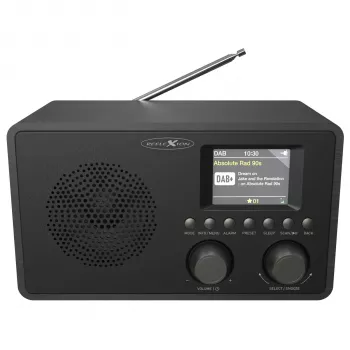Reflexion HRA1824DAB+ Rádio-despertador DAB+ & FM com Bluetooth, alarme duplo, caixa de madeira - Preto