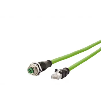 Cabo Ethernet industrial METZ CONNECT 142M2X25100 - 10 m Cat 6a S/FTP, ficha M12 codificada X para ficha RJ45, sem halogéneos verde