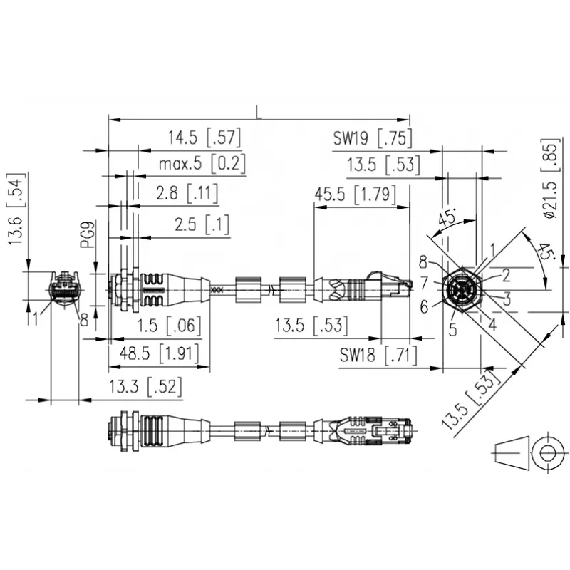 Cabo Ethernet industrial METZ CONNECT 142M2X25100 - 10 m Cat 6a S/FTP, ficha M12 codificada X para ficha RJ45, sem halogéneos verde