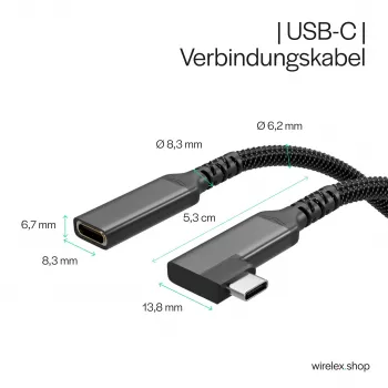 Cabo de extensão USB-C ShiverPeaks USB-C/C 3.2 PD 90° - cabo - digital/dados