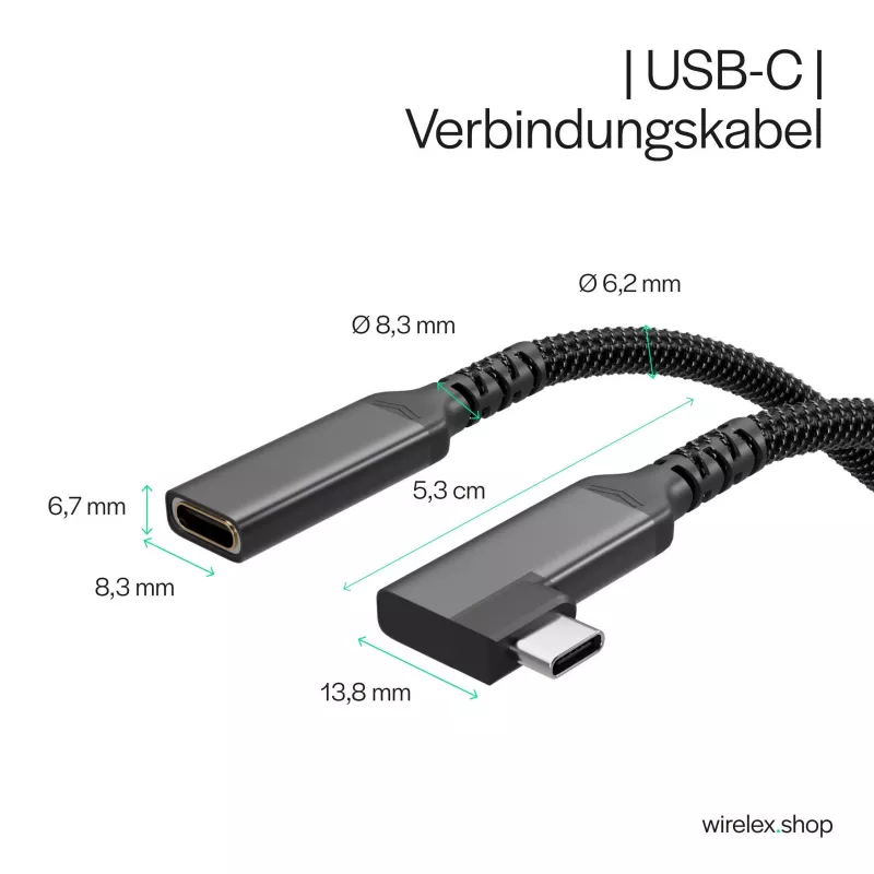 Cabo de extensão USB-C ShiverPeaks USB-C/C 3.2 PD 90° - cabo - digital/dados