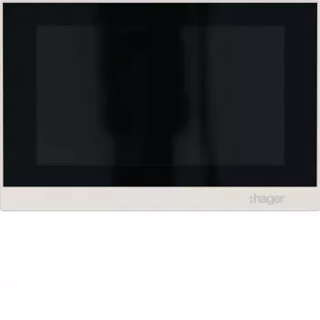 Posto interior de vídeo IP Hager RTQ600X, ecrã tátil de 7 polegadas, mãos-livres, 2 fios, Branco