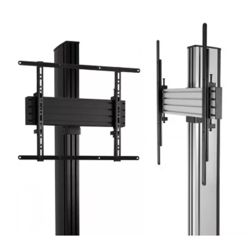 B-TECH AV SYSTEM X - Suporte de chão universal para dois ecrãs planos empilhados (VESA 600 x 400) - 2,4 m, Preto