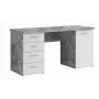 MT926-C264 secretária com efeito betão e estrutura em aço branco, 120x60x75 cm