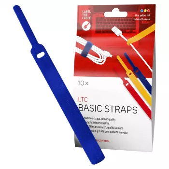LABEL THE CABLE LTC BASIC STRAPS atilhos de cabo com velcro, 17 cm, pack de 10, multicolor (azul, amarelo, vermelho)