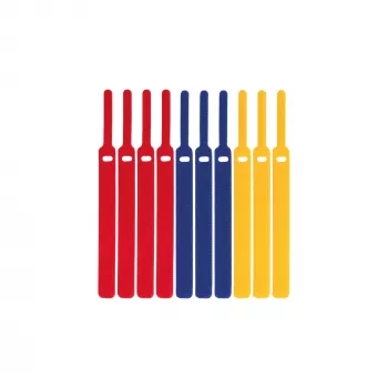 LABEL THE CABLE LTC BASIC STRAPS atilhos de cabo com velcro, 17 cm, pack de 10, multicolor (azul, amarelo, vermelho)