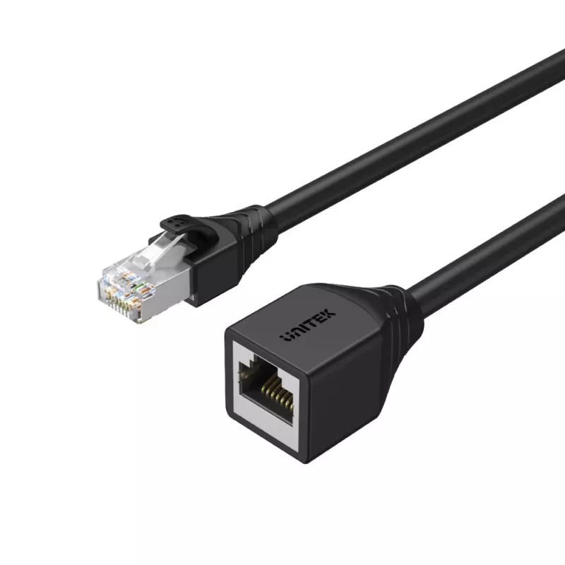 UNITEK cabo de extensão Cat.6 STP RJ45 (8P8C) ficha macho para ficha fêmea, 2m, preto