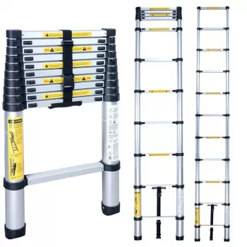 Escada telescópica BL-T380 380 cm, 13 degraus, alumínio, EN131, 150 kg