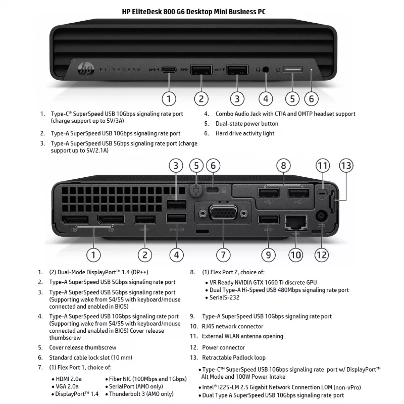 HP Renewed EliteDesk 800 G6 Desktop Mini PC - Intel Core i5-10500T, 16GB RAM, 256GB SSD, Intel UHD Graphics 630, Windows 11 Pro (grau A)