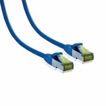 IT-BUDGET cabo de rede Premium Full Copper Cat.6A com cabo bruto Cat.7 600 MHz sem halogéneos PoE+ 10Gbps azul 3m