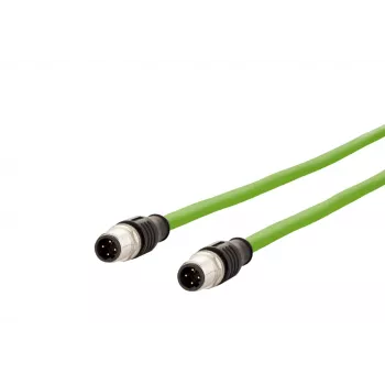 METZ CONNECT cabo de rede Ethernet industrial M12 codificado D, 4 polos ficha macho para 4 polos ficha macho, 5m, PUR verde