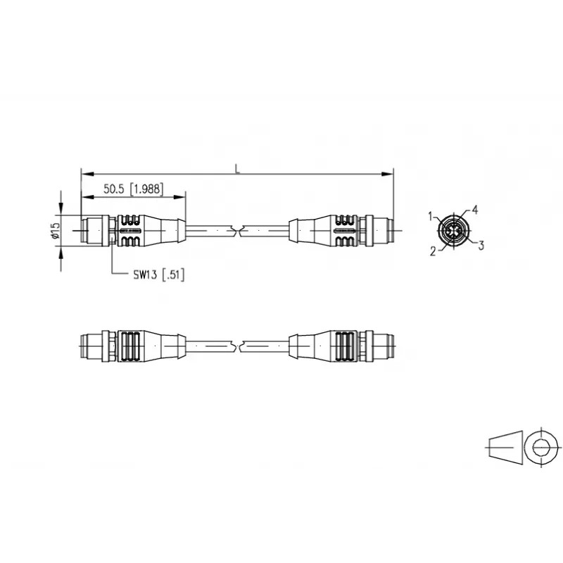 METZ CONNECT cabo de rede Ethernet industrial M12 codificado D, 4 polos ficha macho para 4 polos ficha macho, 5m, PUR verde