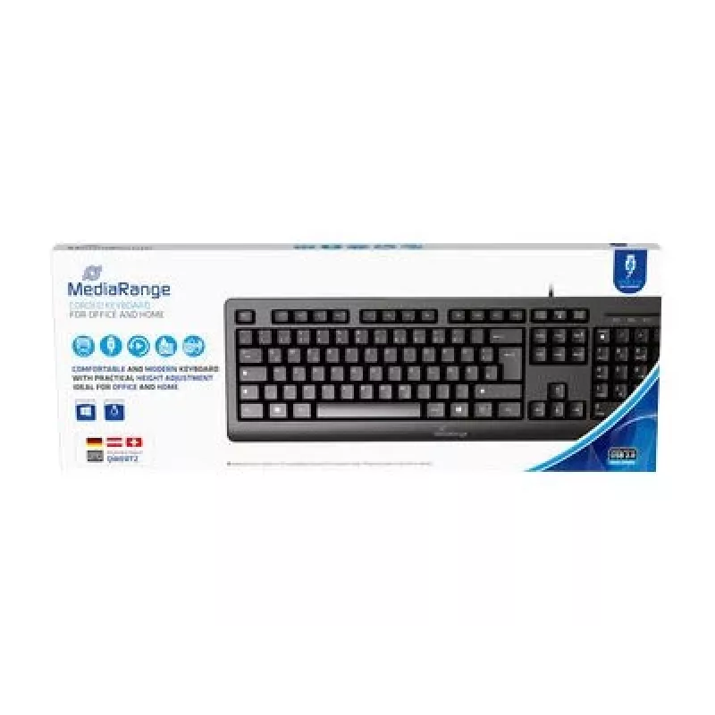 MediaRange MROS109-GR teclado USB com fio, layout grego QWERTY, preto, 105 teclas, membrana, cabo de 1,5 m