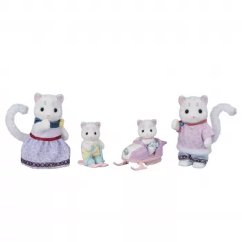 Conjunto de figuras família leopardo-das-neves EPOCH Sylvanian Families - 4 figuras colecionáveis com pelo